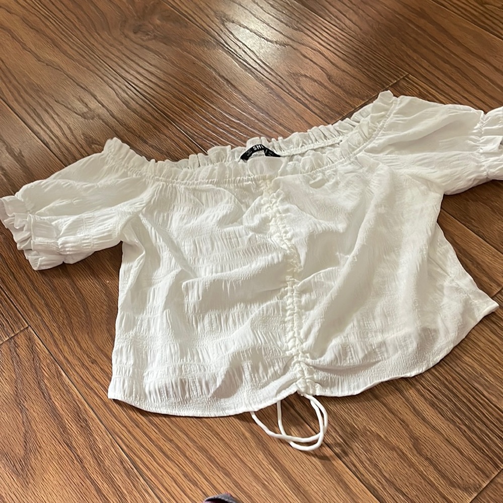 Shein white cropped blouse